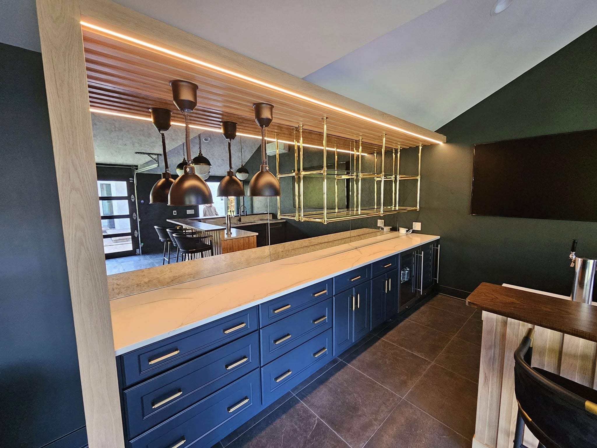 light bar installation above kitchen island